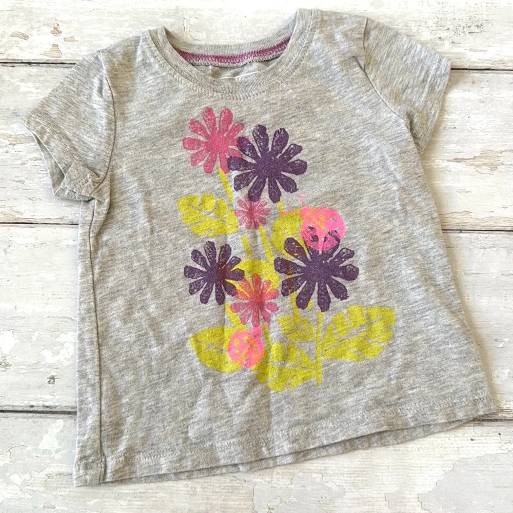 Oshkosh 9m Baby Girl Summer Outfit Pink Carters Shorts Gray Flower Shirt Set